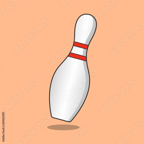 Flat bowling pin illustration with shadow.