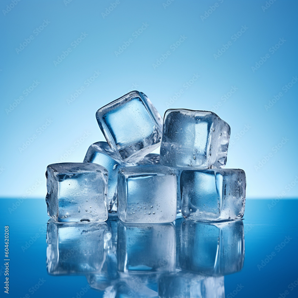 Some ice cubes are being left to melt on a surface. Isolated on plain background. Lighting from the back and top.
Some ice cubes are being left to melt on a surface. Isolated on plain background. Lighting from the back and top.