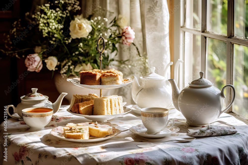 classic tea table served next to the windows classic tea table served next to the windows