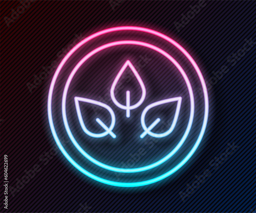 Glowing neon line Vegan food diet icon isolated on black background. Organic, bio, eco symbol. Vegan, no meat, lactose free, healthy, fresh and nonviolent food. Vector
