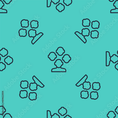 Black line Schizophrenia icon isolated seamless pattern on green background. Vector