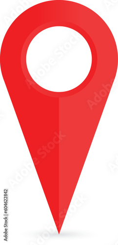 Red vector line map location pointer for business card, website and application