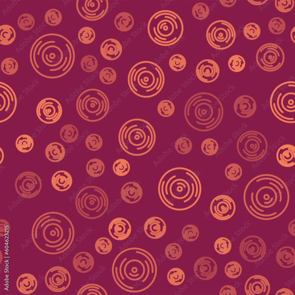 Brown line Vinyl disk icon isolated seamless pattern on red background. Vector