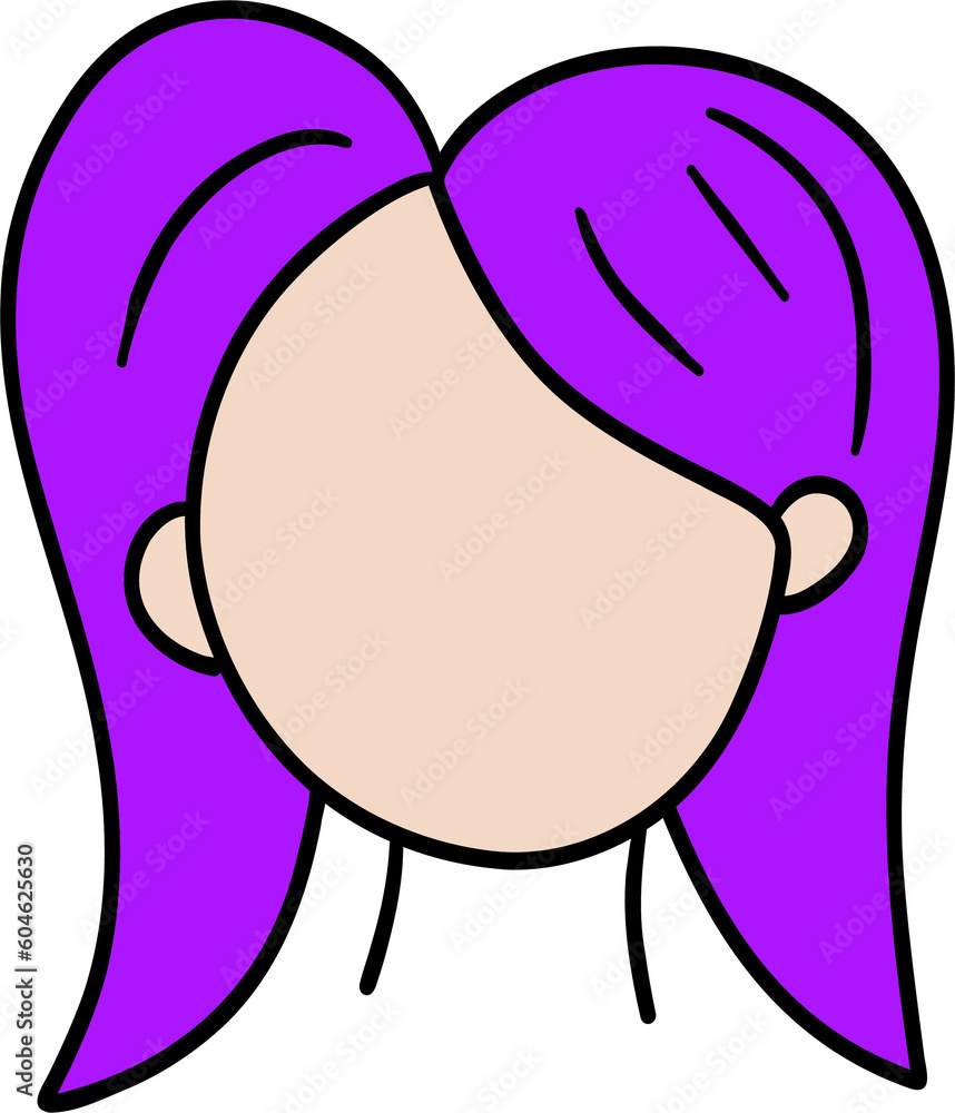 Cartoon face with purple hair Cartoon face with purple hair