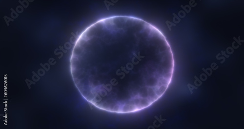 Abstract purple energy sphere round glowing magical digital futuristic space background © Bolbik