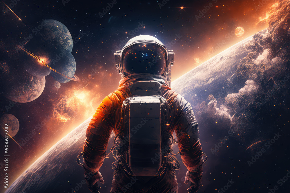 Fototapeta premium Astronaut with universe theme