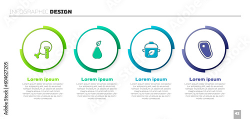 Set Genetically modified chicken, Pear, Vegan food diet and Steak meat. Business infographic template. Vector
