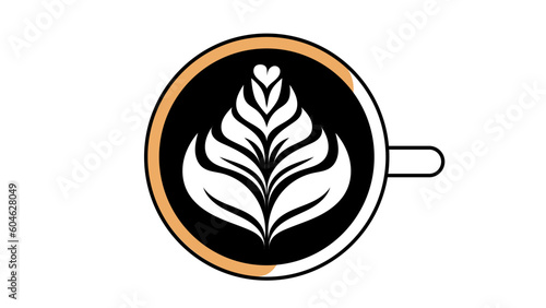 Coffee latte art coffee shop decorative element. isolated on white background ,Vector illustration EPS 10
