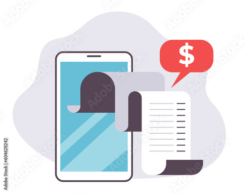 Money payment bill pay online mobile wallet invoice concept. Vector graphic design element illustration