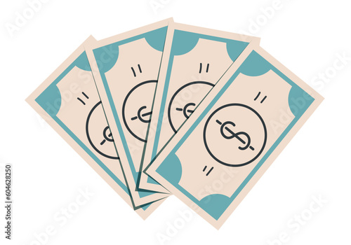 Fan money banknote dollar cash currency business investment isolated concept. Vector graphic design illustration
