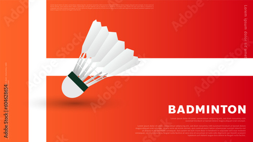 ฺBadminton shuttlecock in line court indoor , Simple flat design style  ,Illustrations for use in online sporting events ,  illustration Vector EPS 10