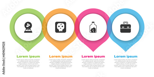 Set Exhibition with minerals, rocks, Archeology, Ore mining and Briefcase. Business infographic template. Vector