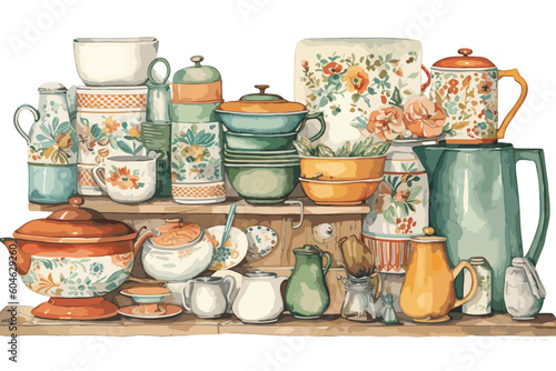 Pin by Heidi Mitzelfeldt Favorite Things Kitchen art white background. Generative AI