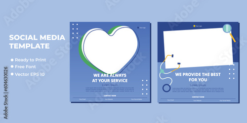 Medical healthcare service social media post template design. Hospital, doctor, clinic and dentist health business promotion flyer poster.