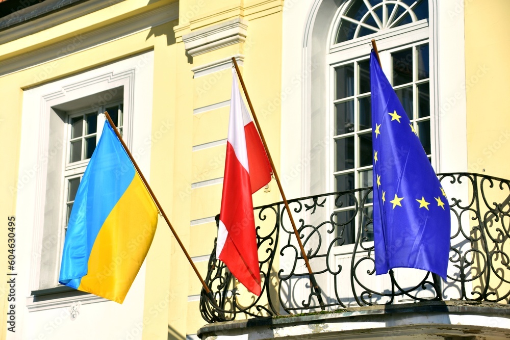 flaga, Ukraina, Polska, godło, symbol - obrazy, fototapety, plakaty 