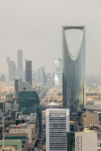 Aerial panorama of downtown of Riyadh city, Al Riyadh, Saudi Arabia