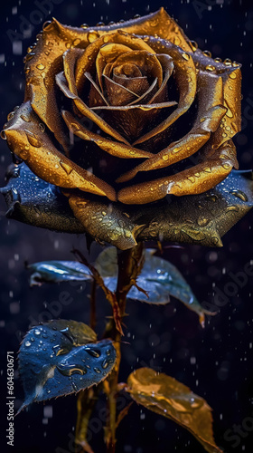 rose flower in dark background. beautiful floral background. Generative AI