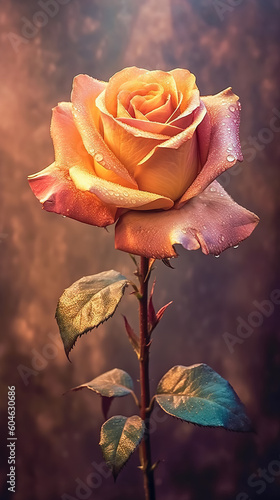 rose flower in dark background. beautiful floral background. Generative AI