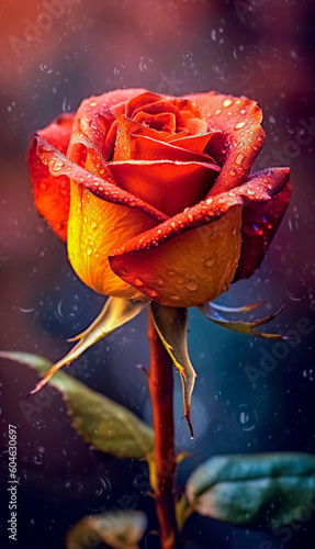 rose flower in dark background. beautiful floral background. Generative AI