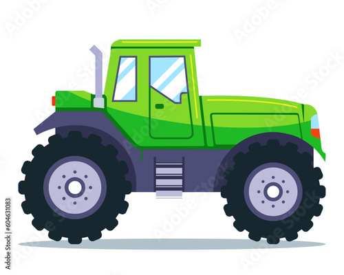 green tractor for agricultural work. flat vector illustration