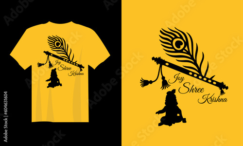 Shree Krishna illustration t- shirt design . 
creative minimal design template