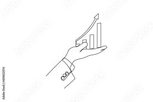 Continuous one-line drawing handholding business chart. Business charts concept. Single line drawing design graphic vector illustration