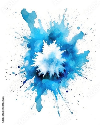 Blue watercolor stain created by paint splatter. (Generative AI)