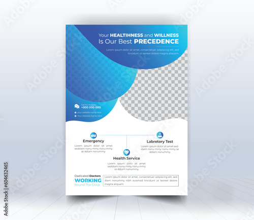 Modern Unique Layout Flyer Template For Healthcare and Medical Service.