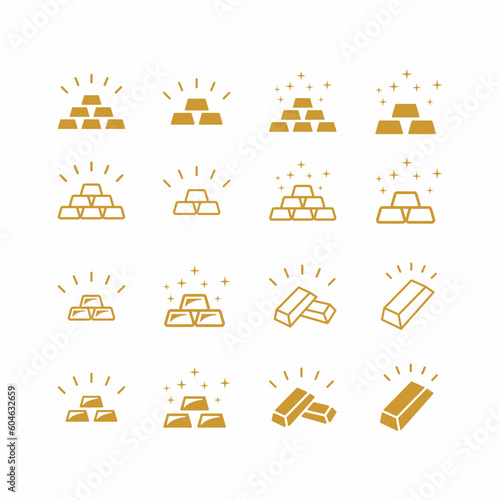 set of gold bar logo vector icon