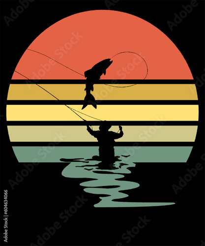 Fisher Silhouette Fishing Fish