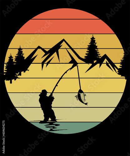 Fisher Silhouette Fishing Fish