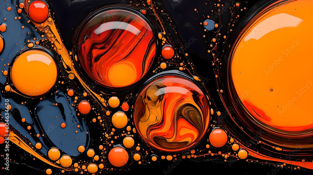 abstract wallpaper background with oily ink bubbles - generative ai