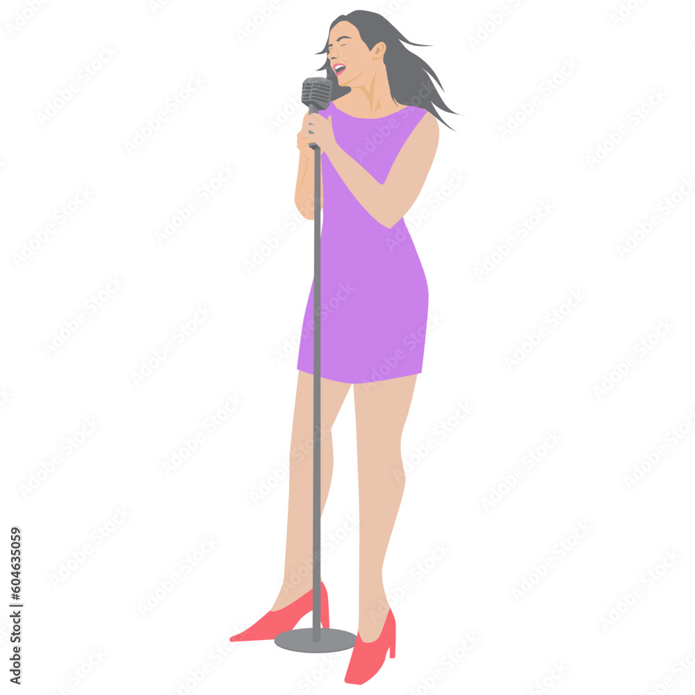 Isolated woman singer with mic on white background vector illustration Isolated woman singer with mic on white background vector illustration