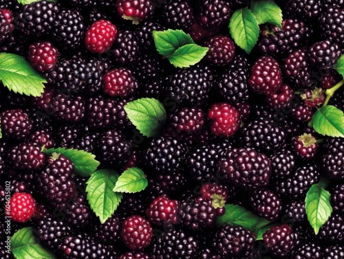 Blackberries background as seamless tile (generative AI)