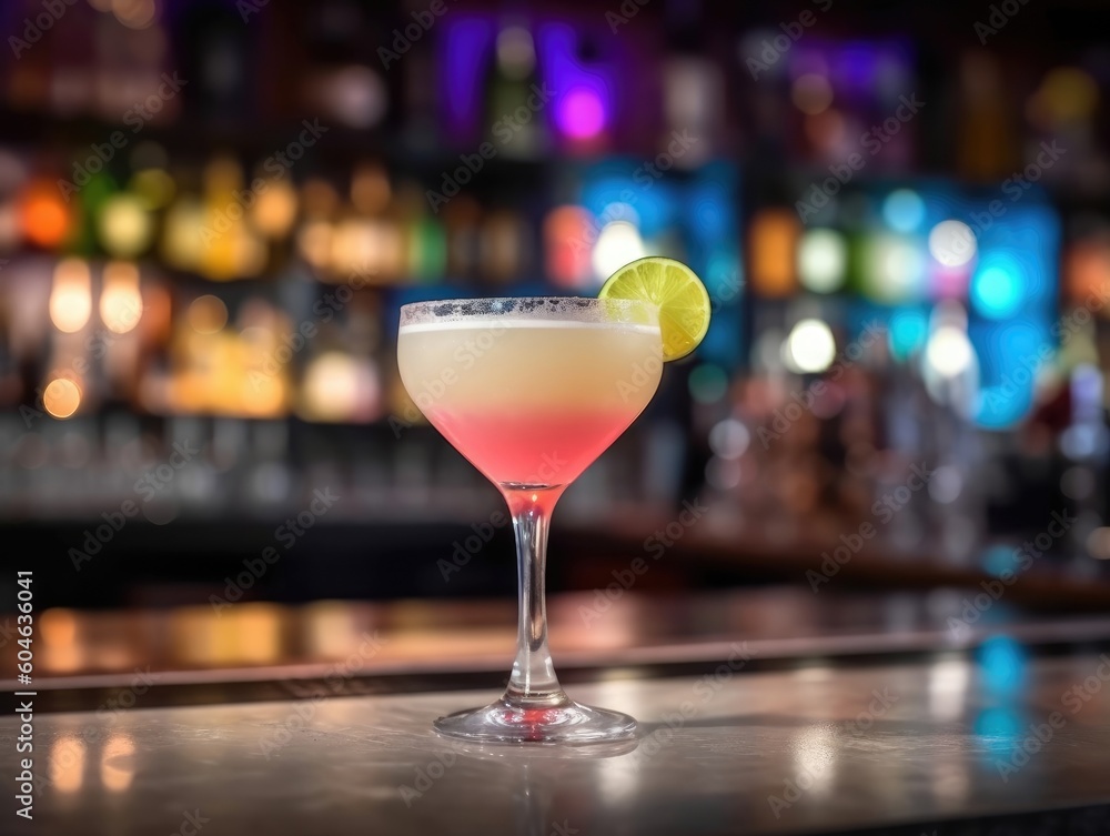 Daiquiri Cocktail on a bar counter (generative AI) Daiquiri Cocktail on a bar counter (generative AI)