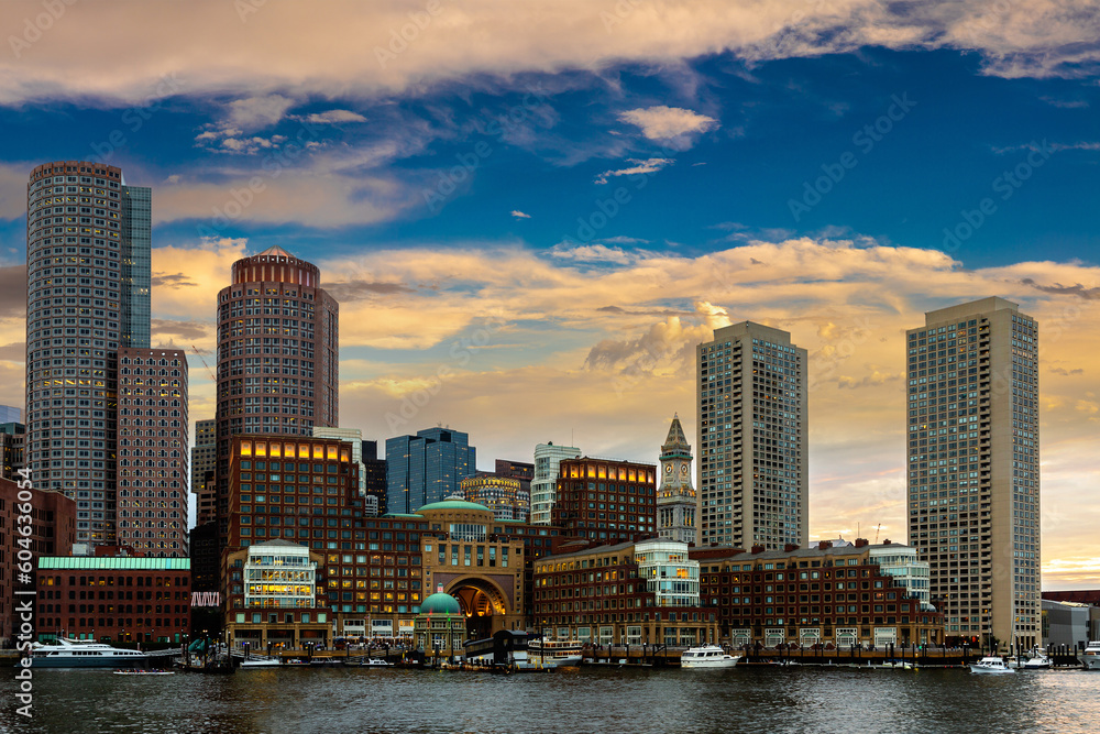 Obraz premium Boston cityscape at night