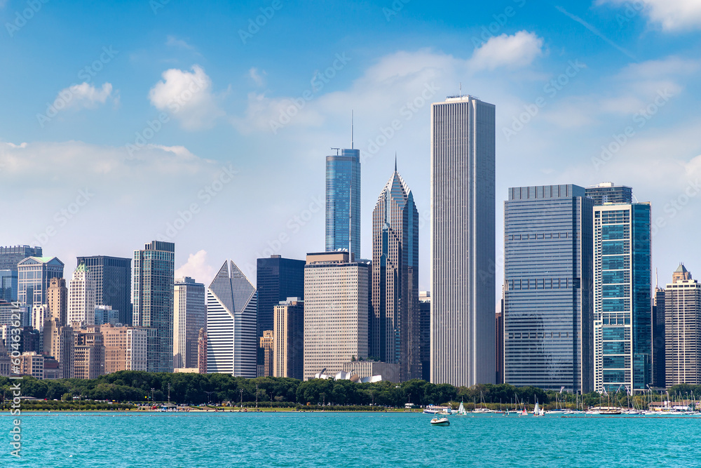Obraz premium Cityscape Chicago at Lake Michigan