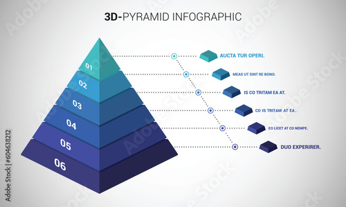 Pyramid Infographic, funnel pyramid business infographic with 6 charts. Template can be edited, recolored, editable. EPS Vector	
