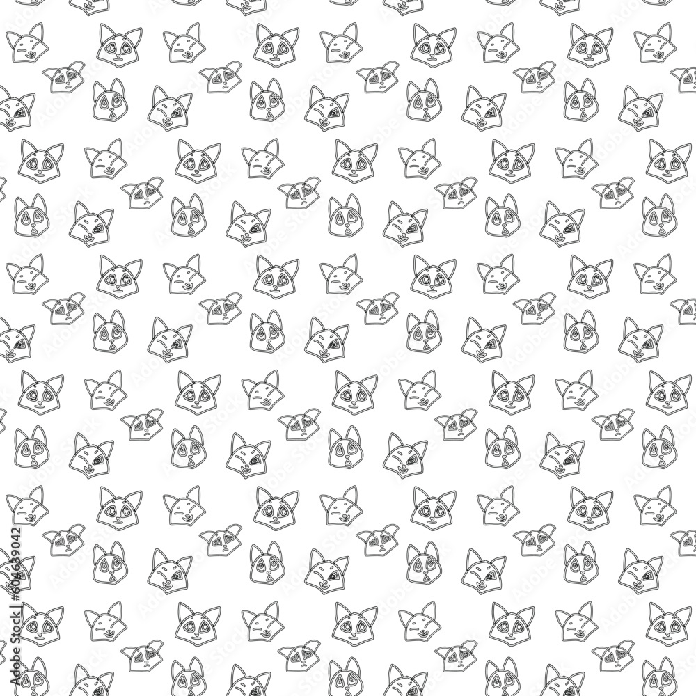 Animal faces line drawing background.