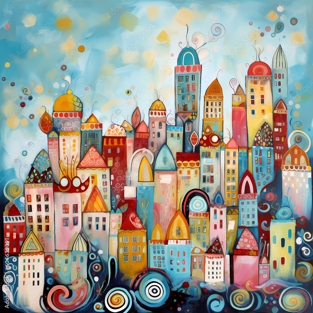 Illustration of vivacious city
