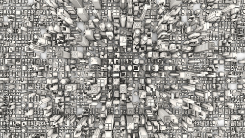 3d aerial city. 3d render