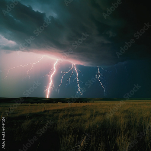 lightning in the field created via Generativ AI