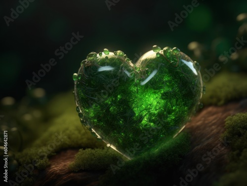 Green heart that represents environmental protection created with Generative AI technology.