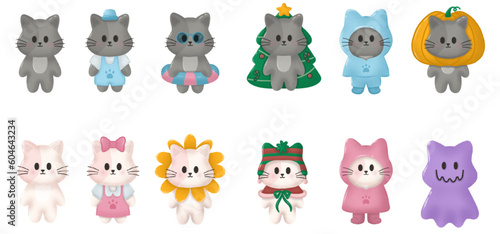 set of cosplay cat,cat day,vector