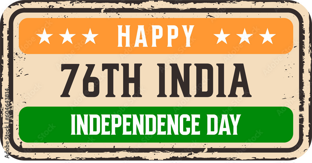 Seventy six 76 years of indian independence day greeting design logo vintage
