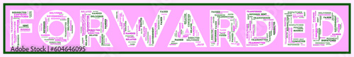Forwarded text filled with related keywords of various sizes. Forwarded word cloud. Awesome vector illustration.