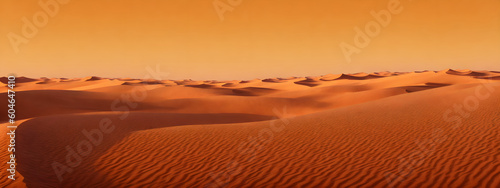 Sand dunes in desert landscape. Aerial view of the dunes. Beautiful sand dunes in the Sahara desert. Generative AI