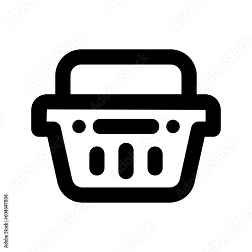 shopping basket icon, outline style, editable vector