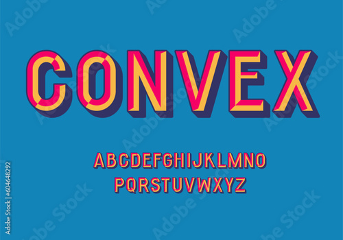 Colorful Retro Convex Volumetric Font. English Bold Typography. Old Style Letters.