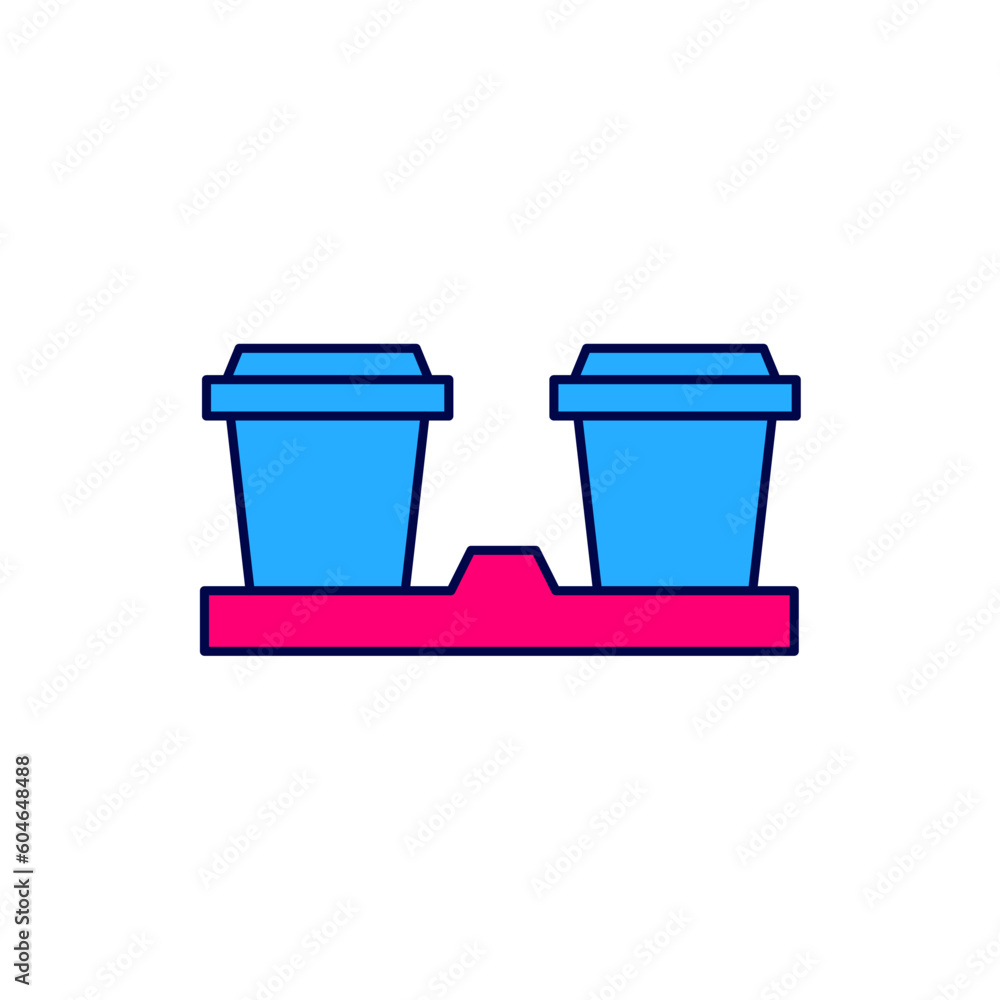 Filled outline Coffee cup to go icon isolated on white background. Vector Filled outline Coffee cup to go icon isolated on white background. Vector